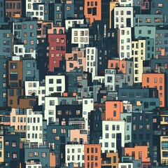 Colorful Cityscape Buildings Pattern