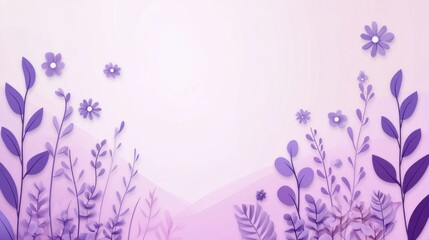 Beautiful Purple Floral Background with Leaves and Flowers Design