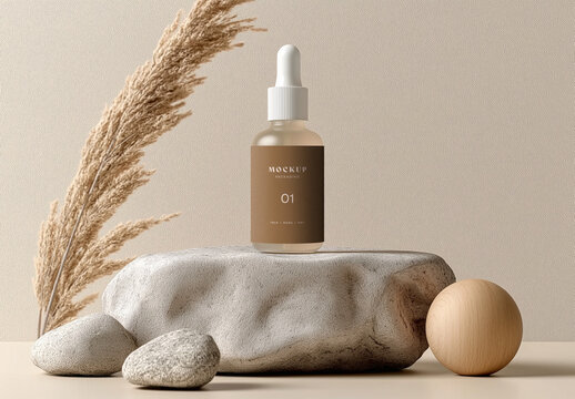 Realistic Packaging Skincare Dropper Bottle Mockup &ndash; AI-Generated Design for Cosmetics, Serums, and Essential Oils with Customizable Branding and Professional Presentation