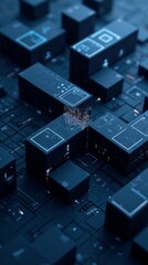 Abstract Digital Grid with 3D Blocks