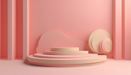 Layered pastel podium with subtle textures in delicate atmosphere