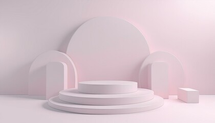 Elegant minimal podium with soft gradient background in pastel tones