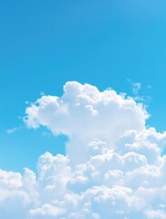 A delicate white cloud floated serenely on top of a brilliant blue sky, its edges softly blending into the surrounding atmosphere., airy texture, blue sky, serene atmosphere, white cloud