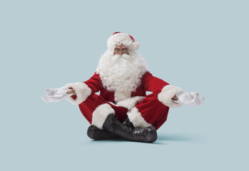 Santa Claus practicing mindfulness meditation