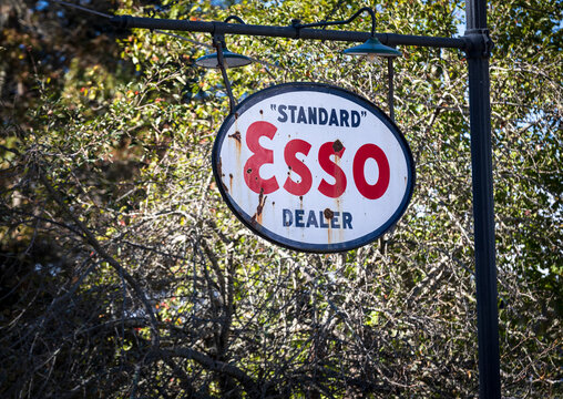 VALLE CRUCIS, NC, USA-24 SEPT 2019: Vintage Esso gas sign.