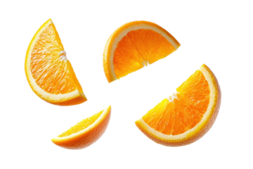 Fresh orange slices arranged creatively on a clean background. transparent background.