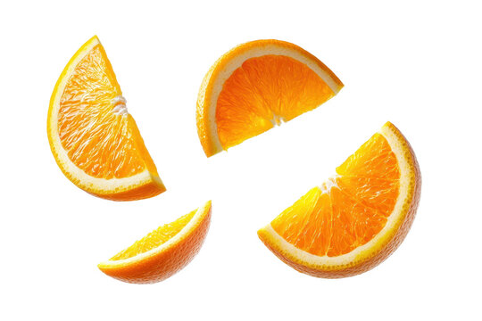 Fresh orange slices arranged creatively on a clean background. transparent background.