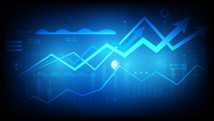 Stock market investment trading graph in graphic concept suitable for financial investment or Economic trends business idea on blue background. Vector illustration design.	