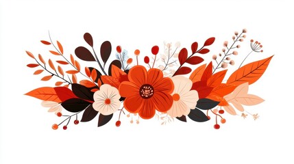 Obraz premium Vibrant Autumn Floral Arrangement with Stylish Leaves and Blooms