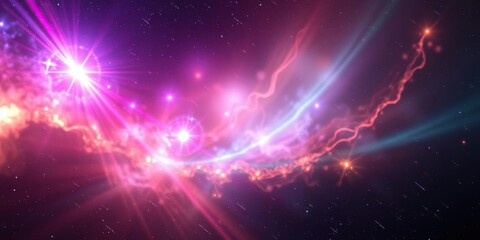 Fototapeta premium Colorful Light Beams on Nebula Background, nebula background, colorful light