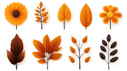 Obraz premium Vibrant Autumn Leaves and Flowers in Warm Orange Tones