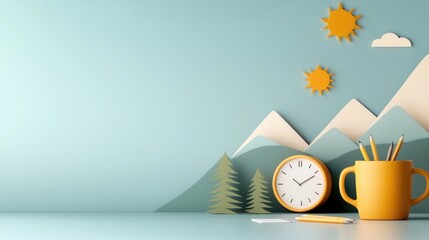 Majestic mountain landscape with stunning sunrise over pine forest and hills  Peaceful and serene outdoor scenery with dramatic sky and natural beauty