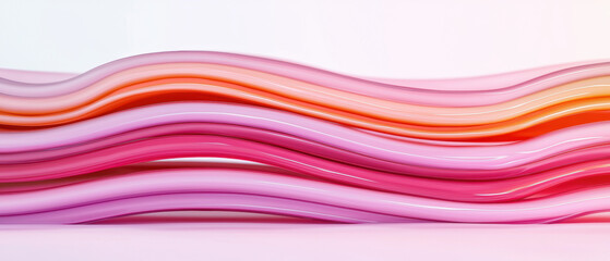 A vibrant, wavy arrangement of pink and orange strips creates a visually appealing texture with a playful, artistic flair.