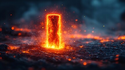 Fiery Progress Bar with Battery Icon Symbolizing Recharging and Power