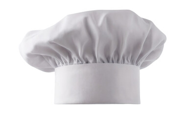 White Chef's Hat with Curved Brim in Soft Fabric on transparent background - 3D Render for Realistic Look