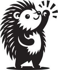 A hedgehog standing on its hind legs cheering vector silhouette