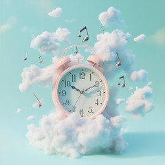 Cloud Clock with Musical Notes