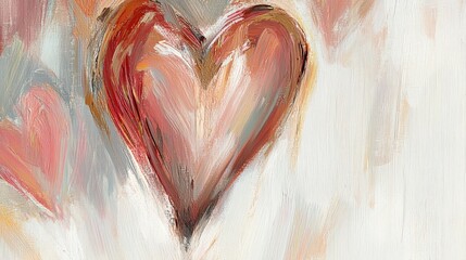 Abstract heart-shaped brush strokes in warm tones.