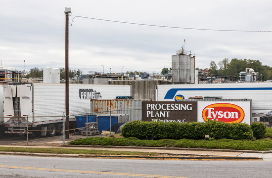 WILKESBORO, NC, USA-19 OCT 2019: Tyson Foods, Inc., a  poultry and poultry products plant.