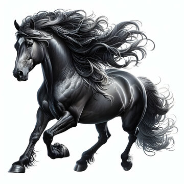 Running Horse Illustration with White Background
