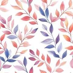 Delicate Watercolor Floral Pattern with Gradient Leaves