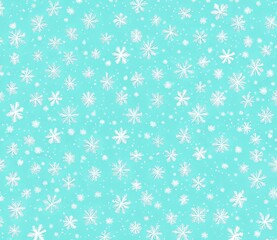 A seamless winter background adorned with an abstract geometric pattern of star shapes in cold hues, ideal for packaging and gifts.