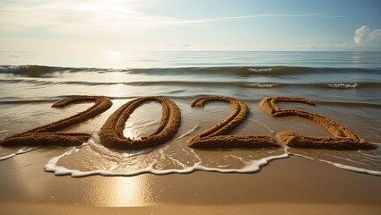 new year 2035 on beach