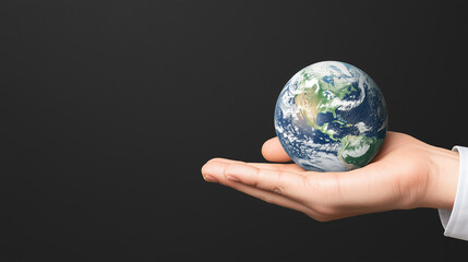 Nature earth globe on hand, idea for natural concept.