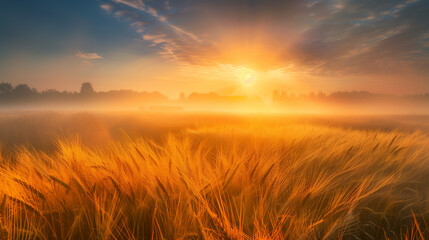 Morning Light on Golden Wheat Field