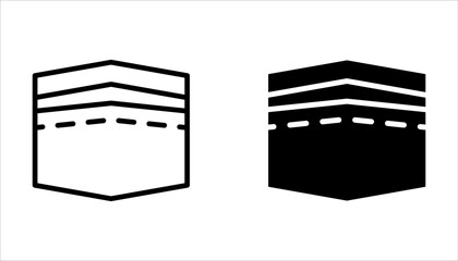 Kaaba icon set. Saudi Arabia stone building or mecca landmark symbol on white background