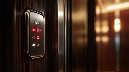 Modern Elevator Control Panel with Illuminated Buttons
