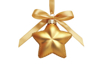 Golden star Christmas ornament festive decor home on transparent background indoor close-up holiday spirit and joy