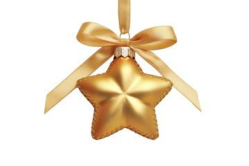 Golden star Christmas ornament festive decor home on transparent background indoor close-up holiday spirit and joy