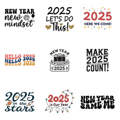 Festive Typography Collection for a 2025 New Year Vector Set