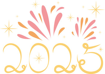 Celebratory 2025 Graphic with Fireworks Illustration Graphic Element Art Card