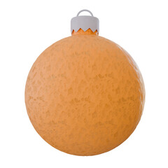 3d yellow textured Christmas ball on transparent background