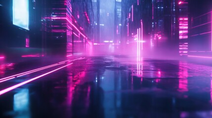 Fototapeta premium Neon City Street