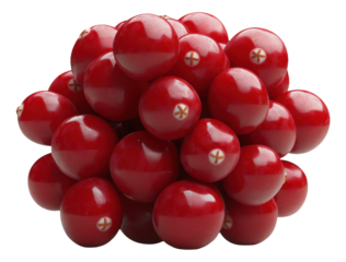 PNG Cluster of shiny red berries or tomatoes with star-shaped ends