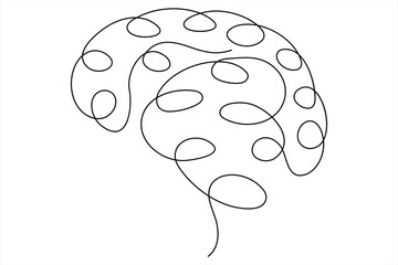 Human brain continuous one line drawing concept of Hand drawn minimalism style. brain line art vector illustration