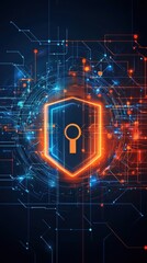 Obraz premium A blue and orange image of a keyhole