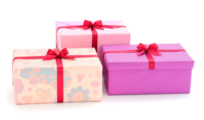 Gift boxes, gifts on a white background isolated.