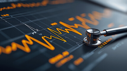 digital health monitor displaying real time vital signs and stethoscope