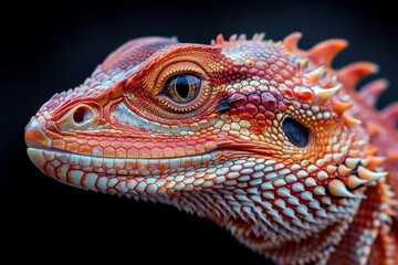 Fototapeta premium Colorful close-up of a bearded dragon revealing intricate details of its scales and features