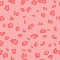 Seamless pattern with animal print in pink colors. Vector hand drawn ilustration for wrapping paper, fabric, scrupbooking.