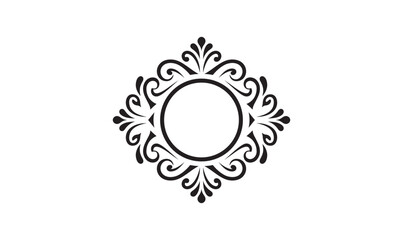 Decorative Border Round Frame Ornamental Circle Line Art fashion logo design vector Illustration