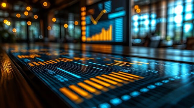 Shareholders Celebrating Major Business Milestone with Data Visualization in Meeting Room
