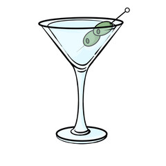 Illustration of a Martini Glass with Olives