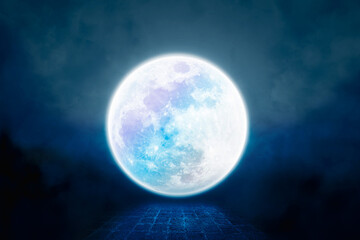 Bright full moon or moonlight in night sky , Astronomy concept