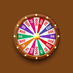 Wheel of fortune. Vector clipart isolated on brown background.