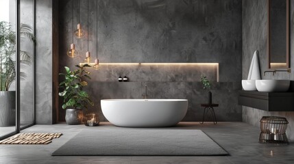 Modern bathroom with minimalist design and natural elements